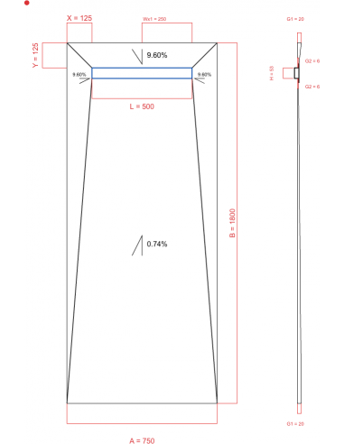 Showerlay Wiper 4 way 750 x 1000 mm...