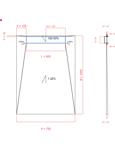 Showerlay Wiper 4 way 750 x 1000 mm...