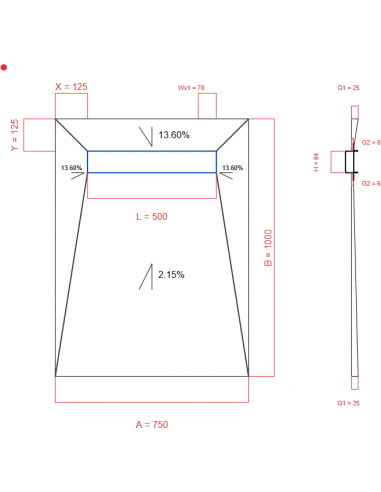 Showerbase Wiper 4 way 750 x 1000 mm...