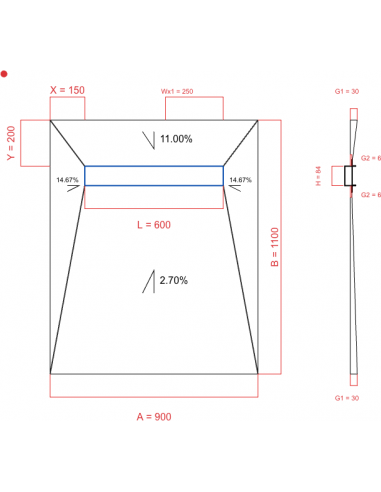 Showerlay Wiper 4 way 900 x 1100 mm...