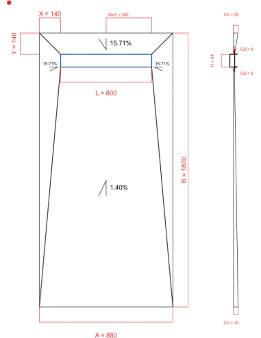 Showerlay Wiper 4 way 880 x 1800 mm...