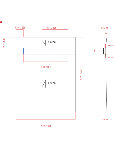 Showerbase Wiper 2 way 800 x 1000 mm...