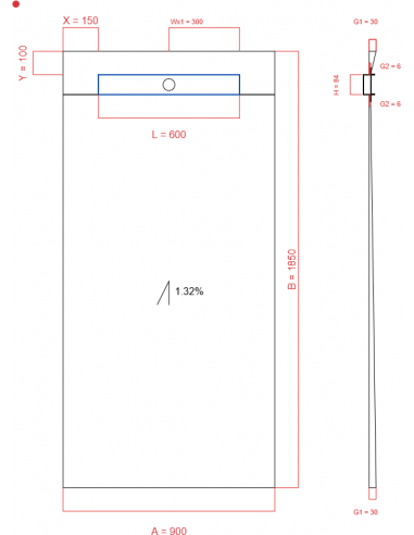 Showerlay Wiper 1 way 900 x 1850 mm...