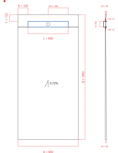 Showerlay Wiper 1 way 900 x 1850 mm...