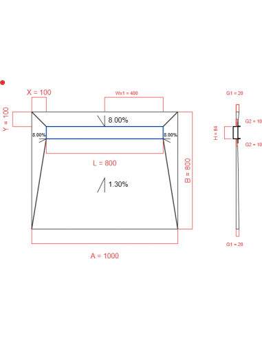 Showerlay Wiper 4 way 1000 x 800 mm...