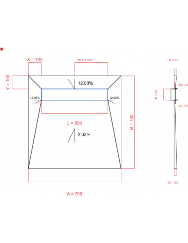 Showerbase Wiper 4 way 700 x 700 mm...