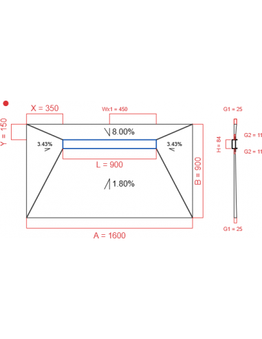 Showerlay Wiper 4 way 1600 x 900 mm...