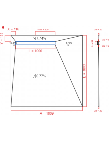 Showerlay Wiper 4 way 1809 x 1800 mm...