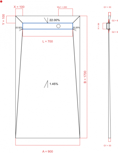 Showerlay Wiper 4 way 900 x 1700 mm...