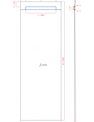 Showerbase Wiper 1 way 1200 x 3500 mm...