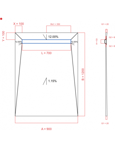 Showerlay Wiper 4 way 900 x 1200 mm...