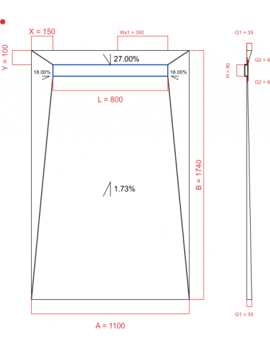 Showerlay Wiper 4 way 1100 x 1740 mm...