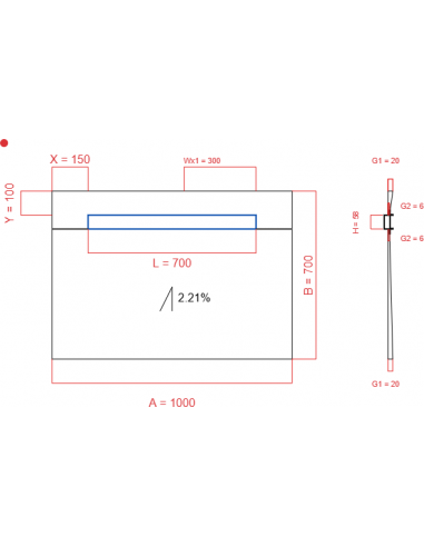 Showerlay Wiper 1 way 1000 x 700 mm...