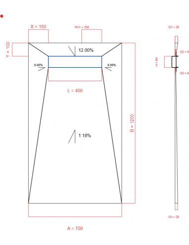 Showerlay Wiper 4 way 700 x 1200 mm...