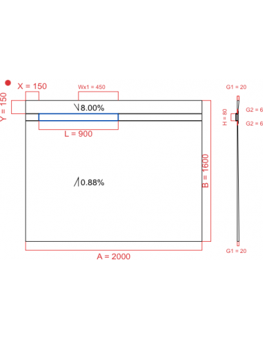 Showerbase Wiper 2 way 2000 x 1600 mm...