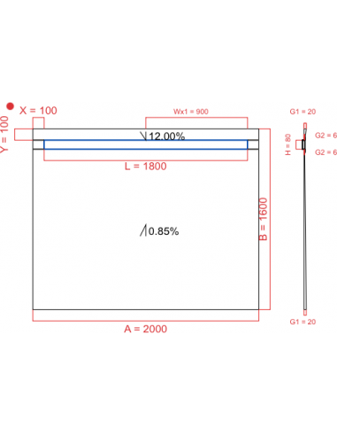 Showerbase Wiper 2 way 2000 x 1600 mm...