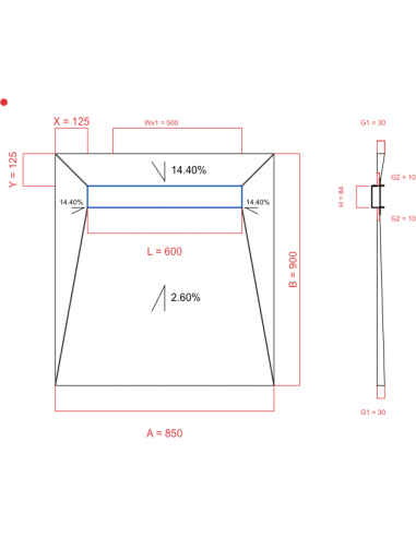 Showerbase Wiper 4 way 850 x 900 mm...