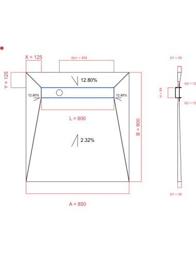 Showerbase Wiper 4 way 850 x 900 mm...