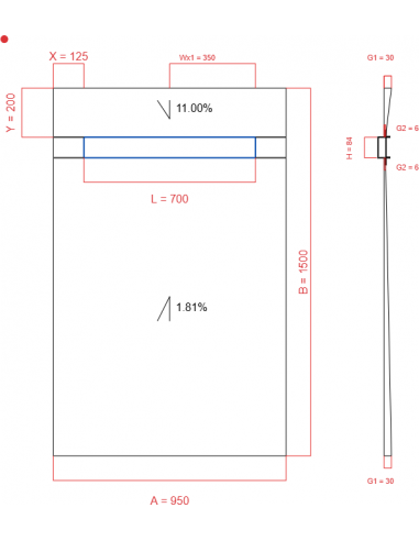 Showerlay Wiper 2 way 950 x 1500 mm...
