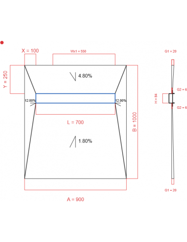 Showerlay Wiper 4 way 900 x 1000 mm...
