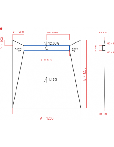 Showerlay Wiper 4 way 1200 x 1200 mm...