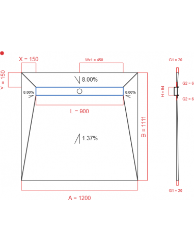 Showerlay Wiper 4 way 1200 x 1111 mm...