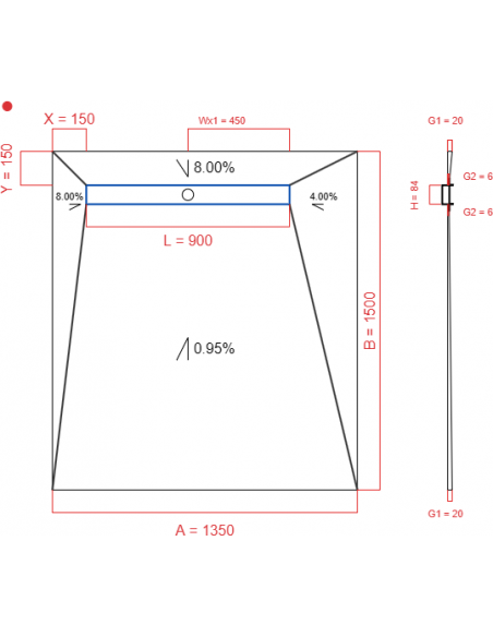 Showerlay - Wiper - 4 - Way - 1350 - X - 1500 - Mm - Line - Premium - Pure - 900 - Mm - Brushed - Thickness - 20 - To - 6....