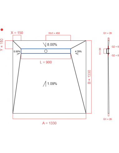 Showerlay Wiper 4 way 1330 x 1330 mm...