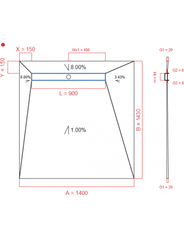 Showerlay Wiper 4 way 1400 x 1430 mm...