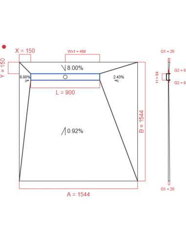 Showerlay Wiper 4 way 1544 x 1544 mm...