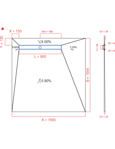 Showerlay Wiper 4 way 1565 x 1565 mm...