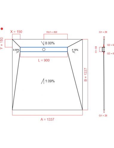 Showerlay Wiper 4 way 1337 x 1337 mm...