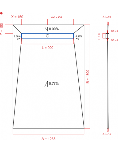 Showerlay Wiper 4 way 1233 x 1800 mm...