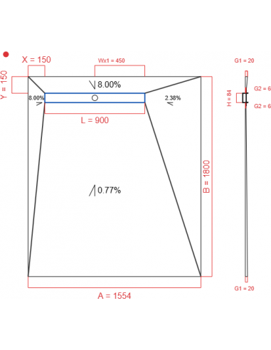 Showerlay Wiper 4 way 1554 x 1800 mm...