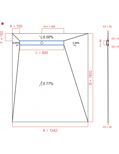 Showerlay Wiper 4 way 1542 x 1800 mm...