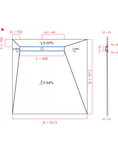 Showerlay Wiper 4 way 1513 x 1513 mm...