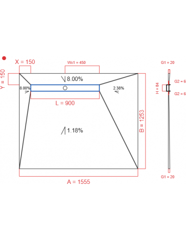 Showerlay Wiper 4 way 1555 x 1253 mm...