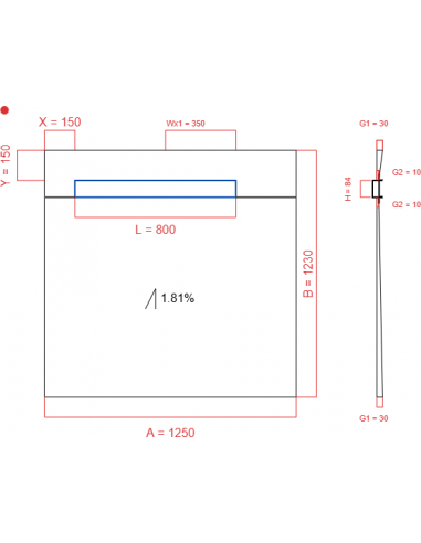 Showerlay Wiper 1 way 1250 x 1230 mm...