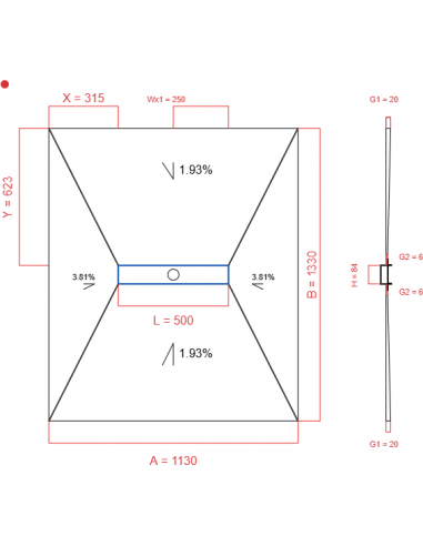 Showerlay Wiper 4 way 1130 x 1330 mm...