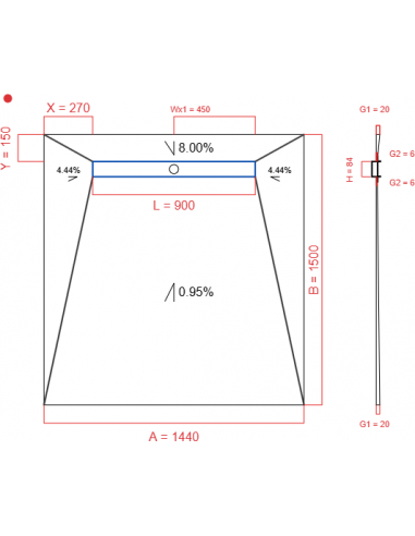 Showerlay Wiper 4 way 1440 x 1500 mm...