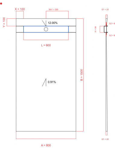 Showerbase Wiper 2 way 800 x 1500 mm...