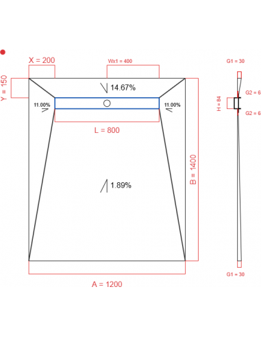 Showerlay Wiper 4 way 1200 x 1400 mm...