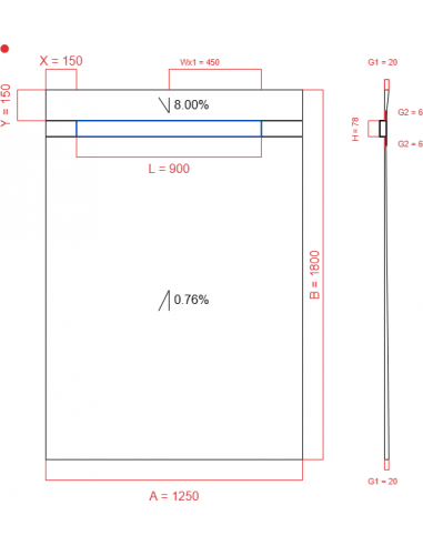 Showerbase Wiper 2 way 1250 x 1800 mm...