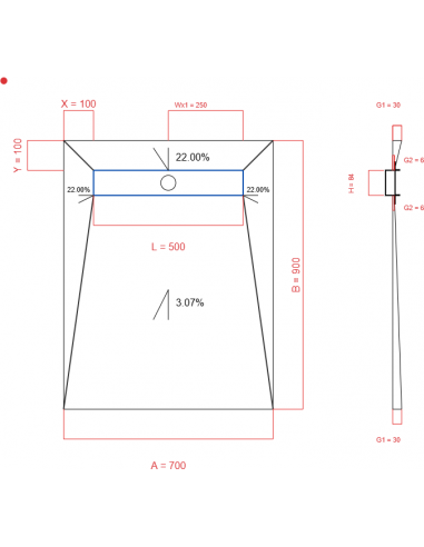 Showerlay Wiper 4 way 700 x 900 mm...