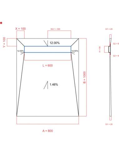 Showerlay Wiper 4 way 800 x 1000 mm...