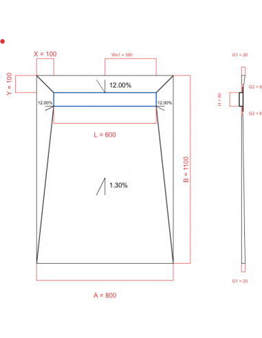 Showerlay Wiper 4 way 800 x 1100 mm...