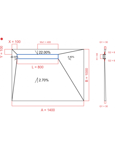 Showerlay Wiper 4 way 1400 x 1000 mm...