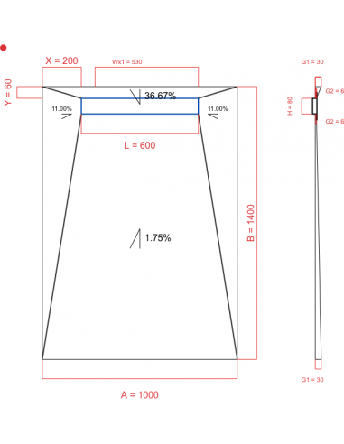 Showerlay Wiper 4 way 1000 x 1400 mm...
