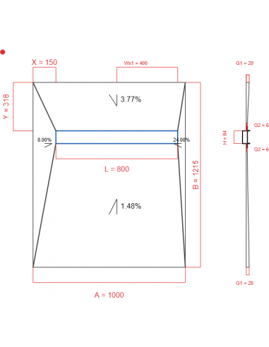 Showerlay Wiper 4 way 1000 x 1215 mm...
