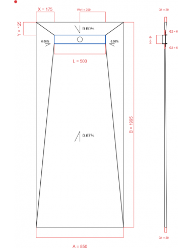 Showerlay Wiper 4 way 850 x 1995 mm...